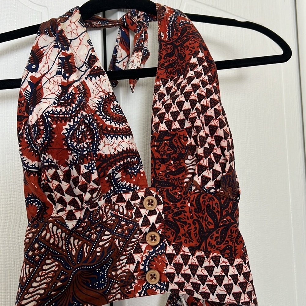 Vintage 70s Patterned Crop Halter Top